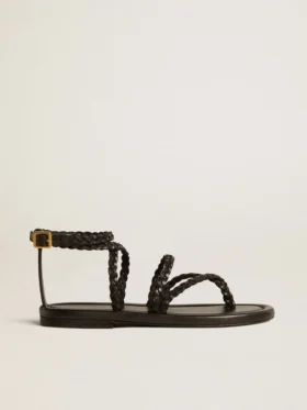 Sandalias planas Penelope para mujer en piel negra