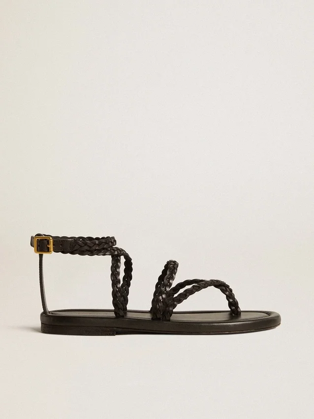 Sandalias planas Penelope para mujer en piel negra