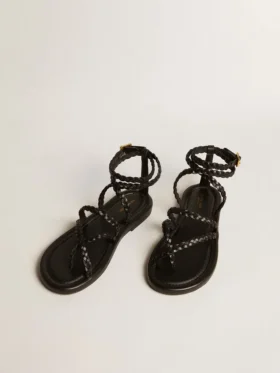 Sandalias planas Penelope para mujer en piel negra
