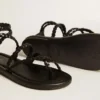 Sandalias planas Penelope para mujer en piel negra