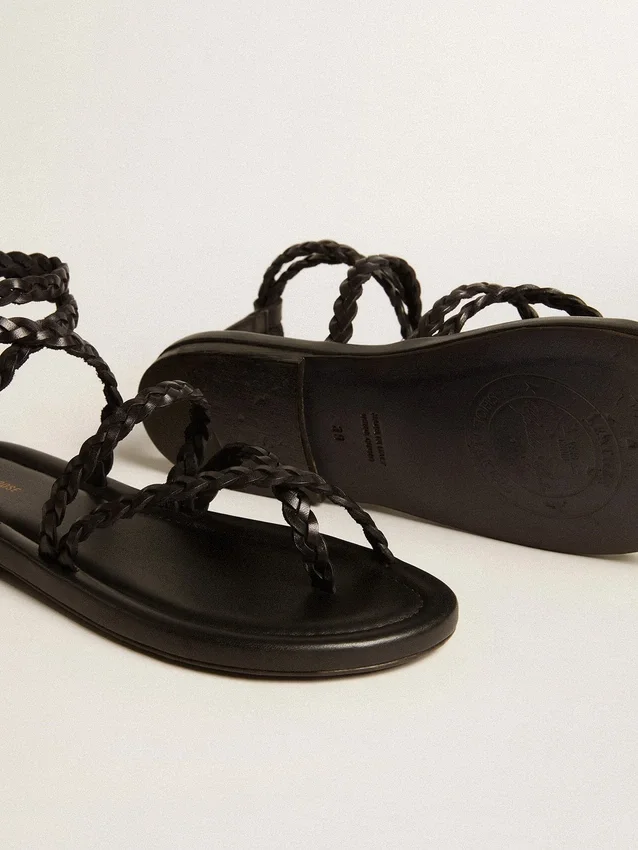 Sandalias planas Penelope para mujer en piel negra