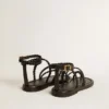 Sandalias planas Penelope para mujer en piel negra
