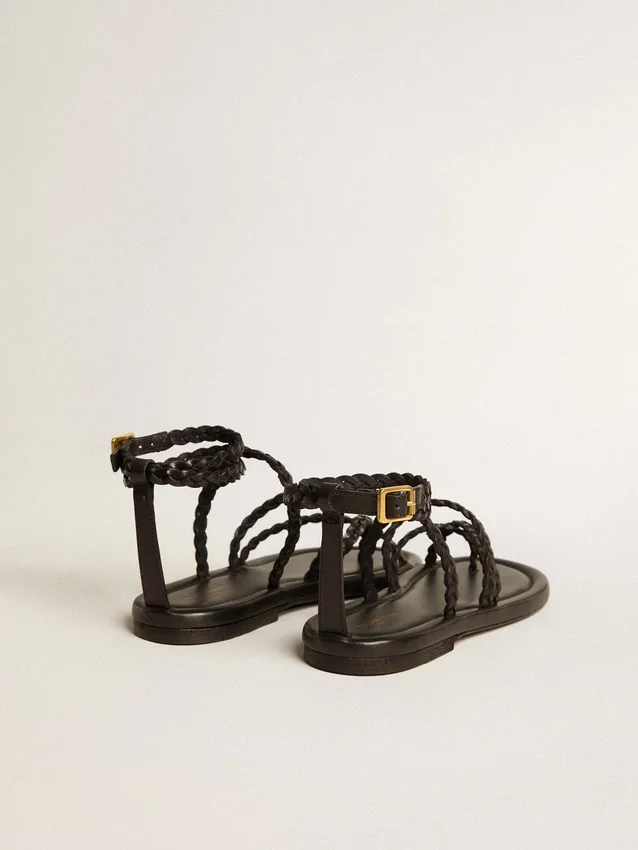 Sandalias planas Penelope para mujer en piel negra