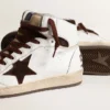 Sky-Star para hombre en piel napa blanca con una estrella de ante color chocolate