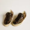 Soul Star en piel de potro con estampado de leopardo, con lengüeta del talón e inserciones de piel napa negra