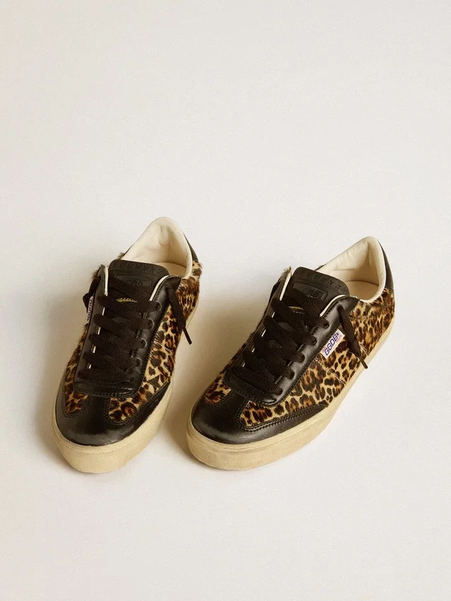 Soul Star en piel de potro con estampado de leopardo, con lengüeta del talón e inserciones de piel napa negra