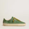 Soul Star para hombre en ante verde con lengüeta del talón de piel verde