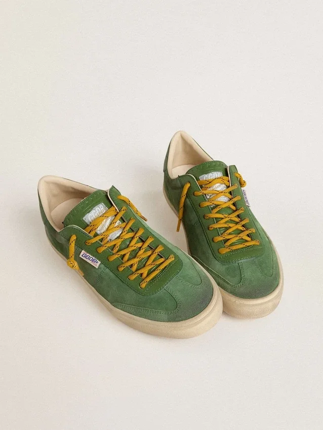 Soul Star para hombre en ante verde con lengüeta del talón de piel verde