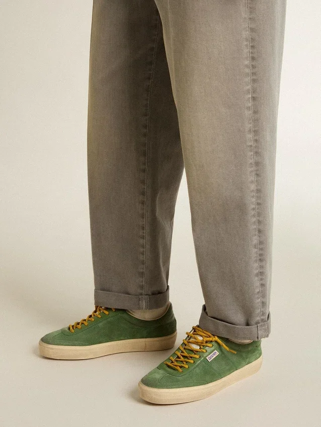 Soul Star para hombre en ante verde con lengüeta del talón de piel verde