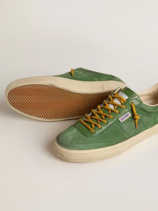 Soul Star para hombre en ante verde con lengüeta del talón de piel verde