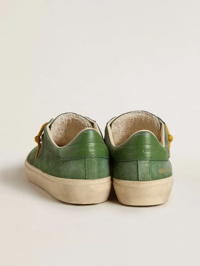 Soul Star para hombre en ante verde con lengüeta del talón de piel verde
