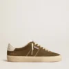 Soul Star para hombre en ante verde con lengüeta y talonera de piel blanca