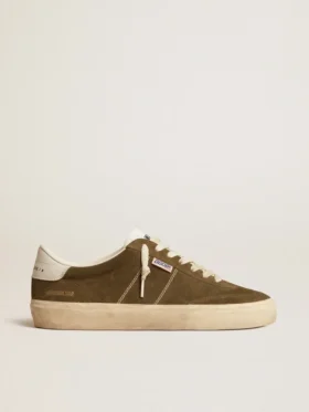 Soul Star para hombre en ante verde con lengüeta y talonera de piel blanca