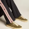 Soul Star para hombre en ante verde con lengüeta y talonera de piel blanca