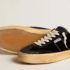 Soul Star para hombre en terciopelo negro con lengüeta trasera de piel blanca