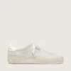 Soul Star para mujer en ante beige con lengüeta trasera de piel blanca