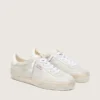Soul Star para mujer en ante beige con lengüeta trasera de piel blanca