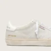 Soul Star para mujer en ante beige con lengüeta trasera de piel blanca