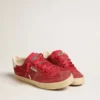 Soul Star para mujer en ante rojo con lengüeta trasera de piel blanca
