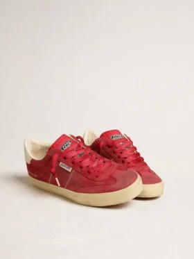 Soul Star para mujer en ante rojo con lengüeta trasera de piel blanca