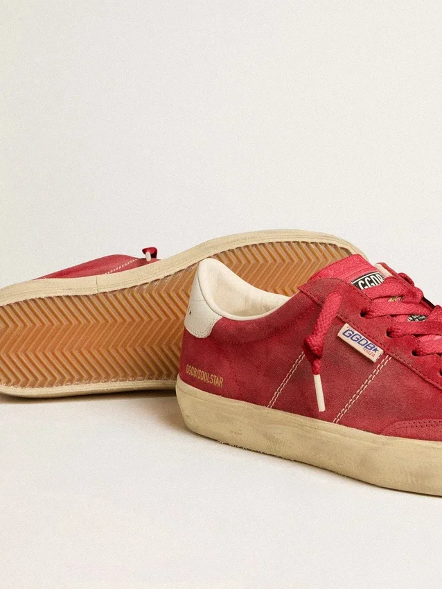 Soul Star para mujer en ante rojo con lengüeta trasera de piel blanca