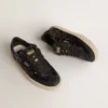 Soul Star para mujer en lentejuelas negras con lengüeta del talón de ante negro