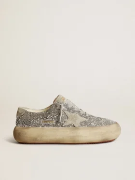 Space-Star para mujer en purpurina plateada con estrella gris hielo
