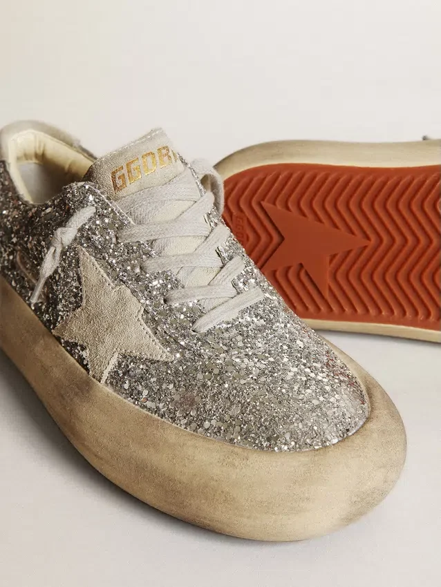 Space-Star para mujer en purpurina plateada con estrella gris hielo
