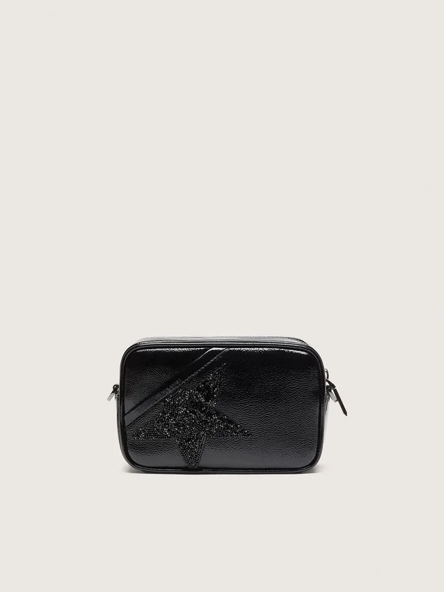 Star Bag de piel negra con estrella de cristal Swarovski