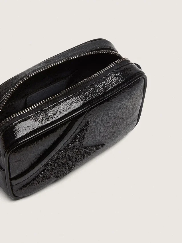 Star Bag de piel negra con estrella de cristal Swarovski
