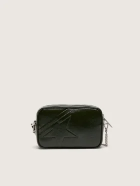 Star Bag Mini de piel negra con estrella tono sobre tono