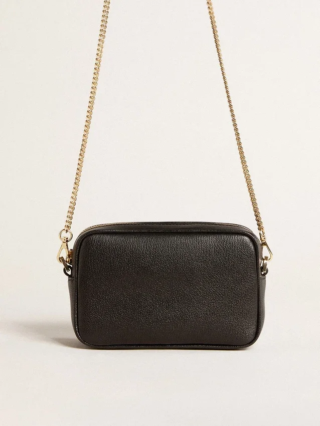 Star Bag Mini de piel negra con estrella tono sobre tono