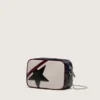 Star Bag Mini en piel blanco mantequilla con estrella negra y detalles en burdeos y azul oscuro