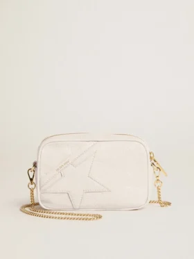 Star Bag «Mini» en piel blanco mantequilla con estrella tono sobre tono