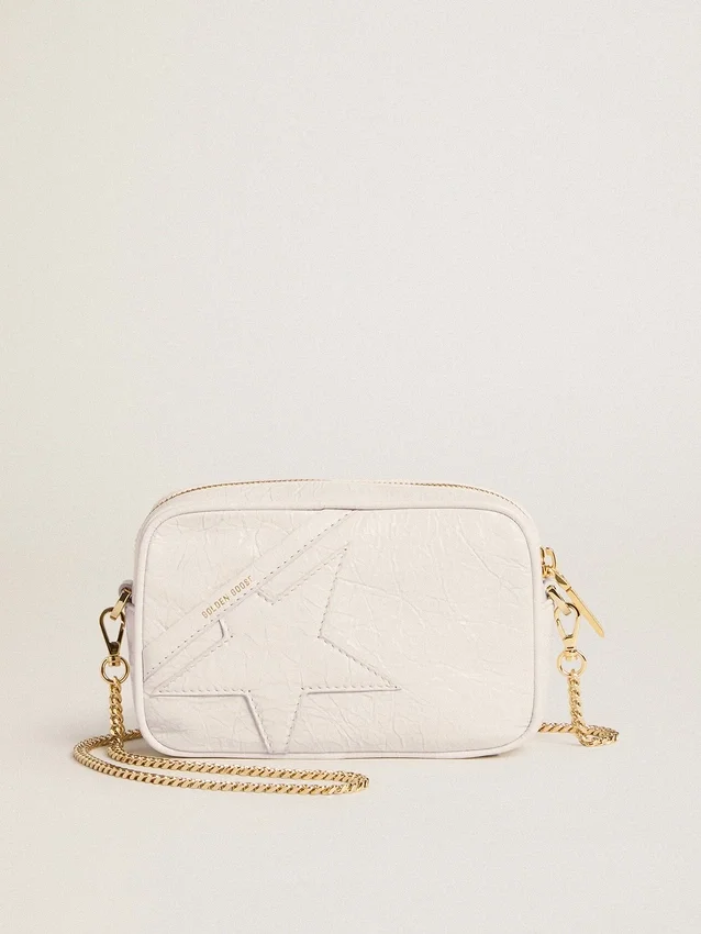 Star Bag «Mini» en piel blanco mantequilla con estrella tono sobre tono