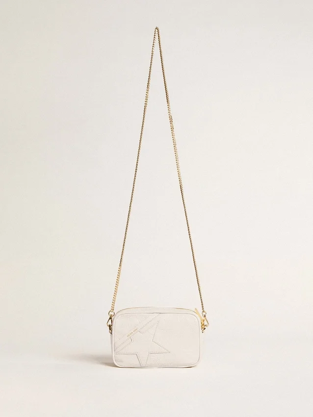 Star Bag «Mini» en piel blanco mantequilla con estrella tono sobre tono