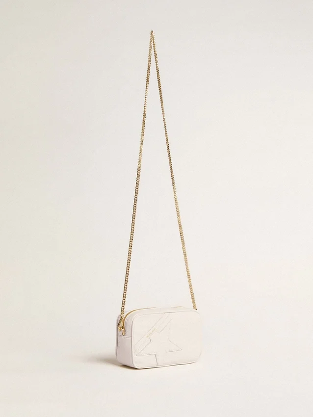 Star Bag «Mini» en piel blanco mantequilla con estrella tono sobre tono