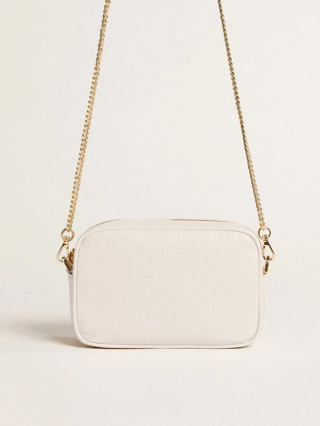 Star Bag «Mini» en piel blanco mantequilla con estrella tono sobre tono