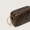 Star Bag «Mini» en piel marrón oscuro envejecida con estrella tono sobre tono