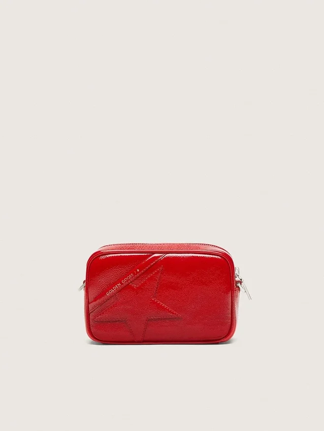 Star Bag Mini para mujer en piel pintada de rojo con estrella tono sobre tono
