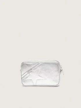 Star Bag para mujer en piel laminada plateada con estrella tono sobre tono