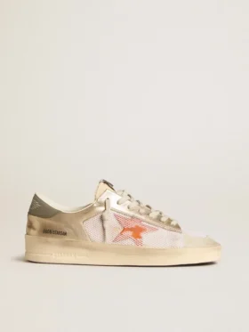 Stardan en malla blanca con estrella naranja e inserciones de piel platino