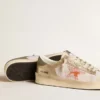 Stardan en malla blanca con estrella naranja e inserciones de piel platino