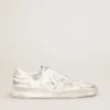 Stardan en piel blanca con estrella y lengüeta del talón de piel blanca