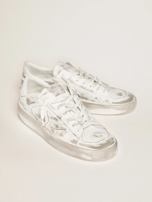 Zapatillas Stardan de piel blanca con acabado desgastado