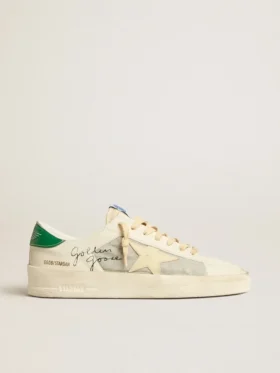 Stardan en piel napa blanca con estrella de piel de color crema