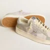 Stardan en piel napa gris y malla blanca con estrella de piel gris