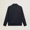 Sudadera azul oscuro con cremallera, franja blanca y estrellas en contraste