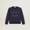 Sudadera azul violácea con el logotipo de golden goose en la parte delantera