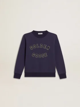 Sudadera azul violácea con el logotipo de golden goose en la parte delantera